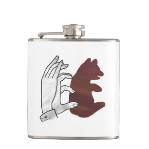 Handsilhouette Bärenjunges Braun Flachmann