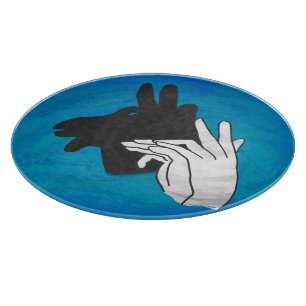 Handsilhouette Billygeiß Blau Schneidebrett