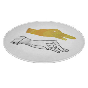Handsilhouette Ente Gelb Schneidebrett