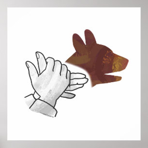 Handsilhouette Hund Braun Poster