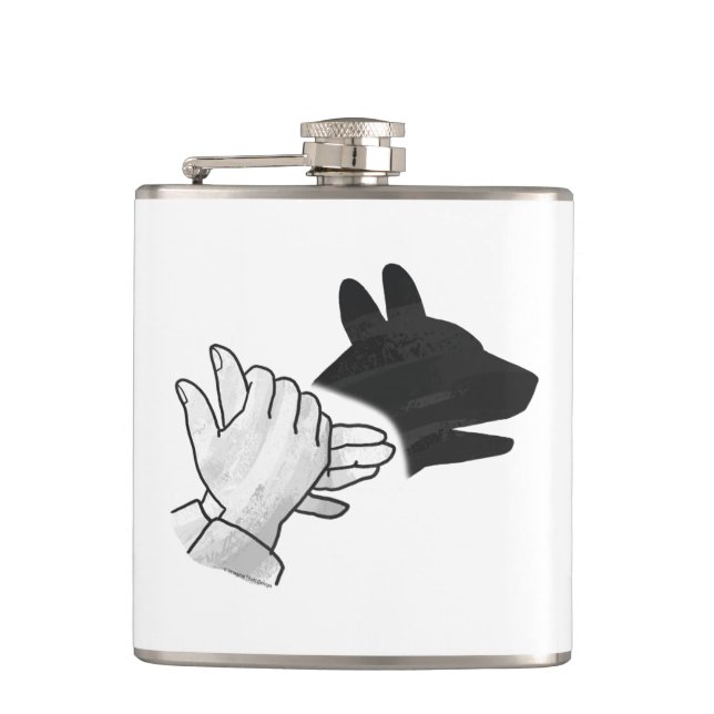 Handsilhouette Hund Flachmann (Vorderseite)