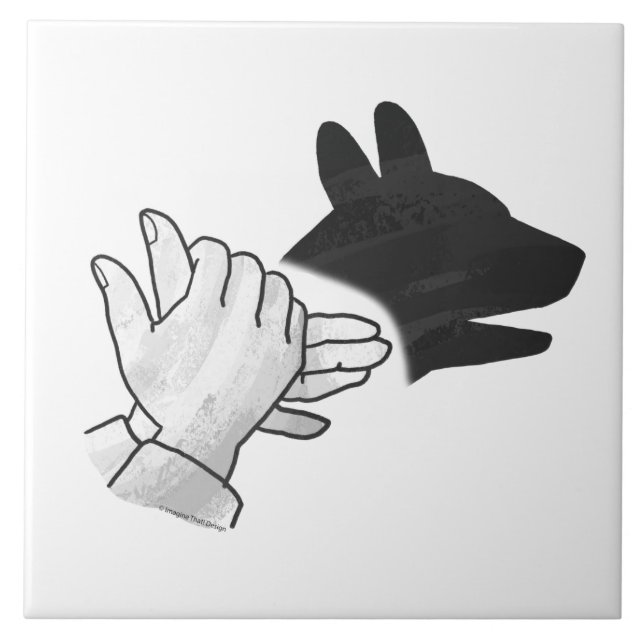 Handsilhouette Hund Fliese (Vorderseite)