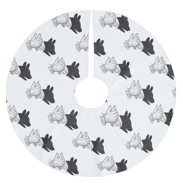 Handsilhouette Hund Polyester Weihnachtsbaumdecke (Vorderseite)