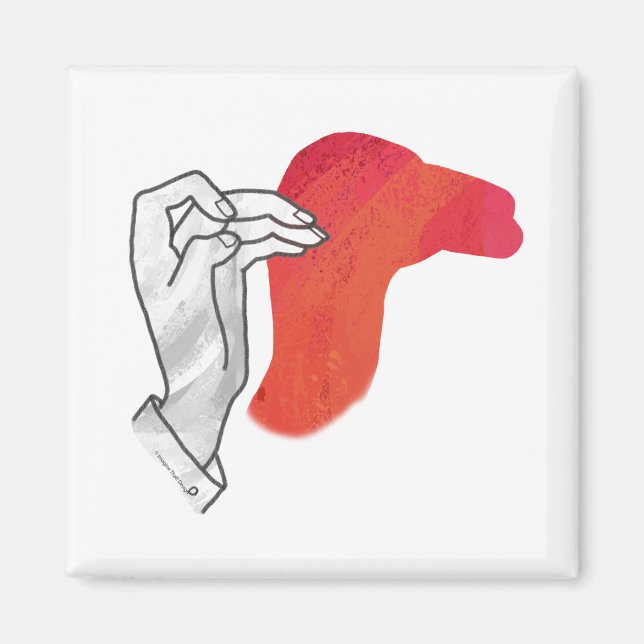 Handsilhouette Kamel Rot Magnet (Vorne)