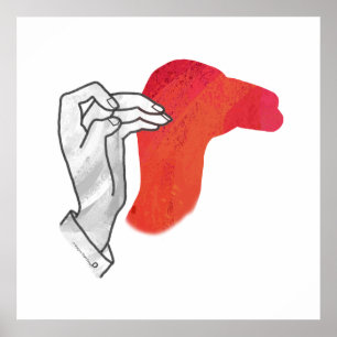 Handsilhouette Kamel Rot Poster