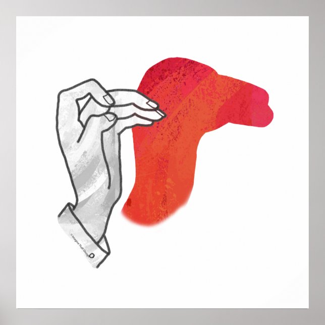 Handsilhouette Kamel Rot Poster (Vorne)