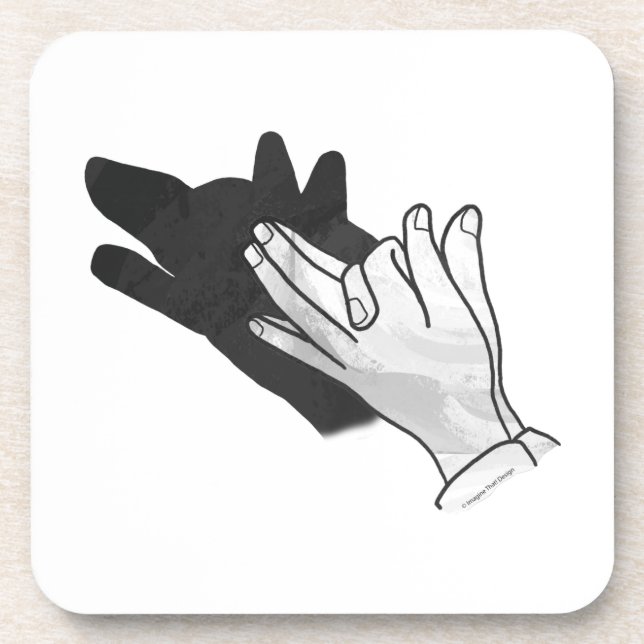 Handsilhouette Wolf Untersetzer (Vorderseite)
