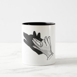 Handsilhouette Wolf Zweifarbige Tasse