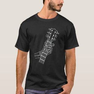 Handskelett spielt akustischen Rock auf seiner Git T-Shirt