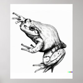 Handskizze von Frog in Ukiyo-E Art Poster