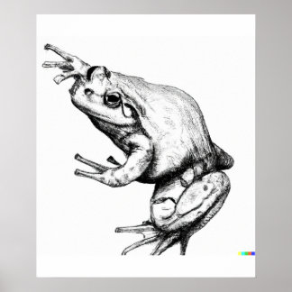 Handskizze von Frog in Ukiyo-E Art Poster
