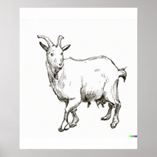 Handskizze von Schafen in Ukiyo-E Art Poster