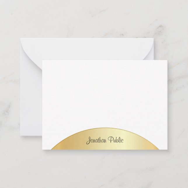 Handskriptmonogramm-Template-Imitate Gold-Elegant Mitteilungskarte (Vorderseite)