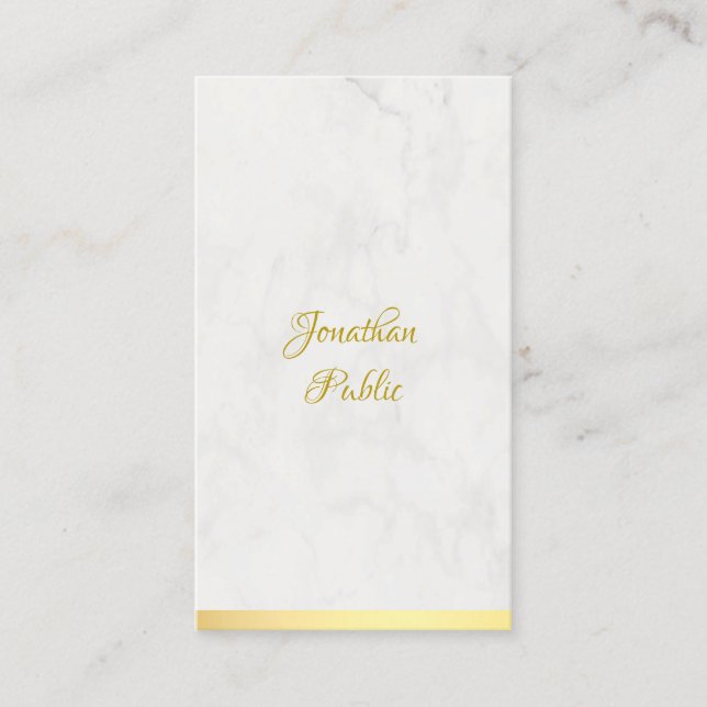 Handskriptname Gold-Marmor Elegante Vorlage Visitenkarte (Vorderseite)