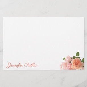 Handskriptpersonalisierte Watercolor-Rosen elegant Briefpapier