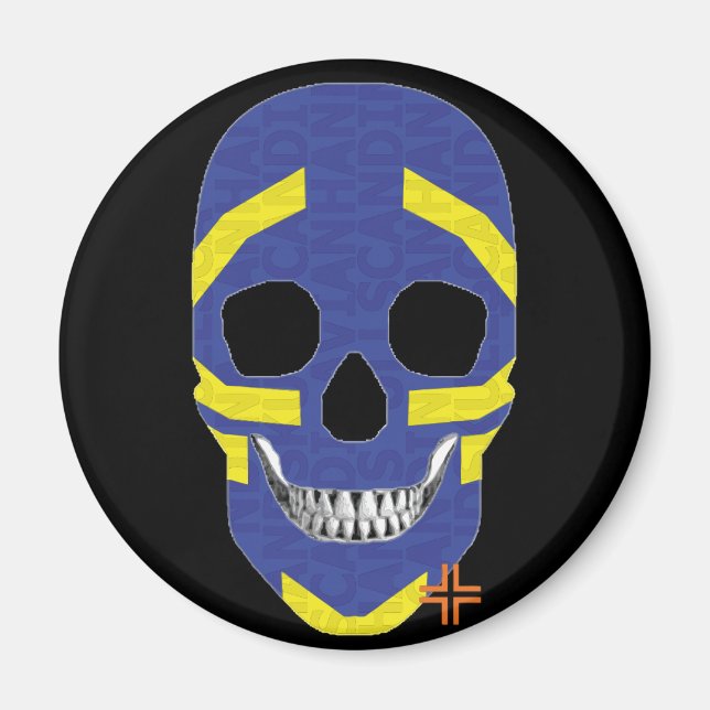 HANDSKULL Aimant rond vif B2 (Devant)