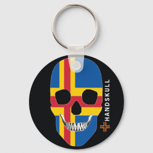 HANDSKULL Åland, glücklicher Schädel, Ålandflagge Schlüsselanhänger