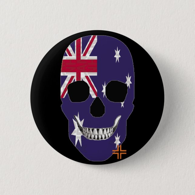 HANDSKULL Australien Abzeichen schwarz B2 Button (Vorderseite)
