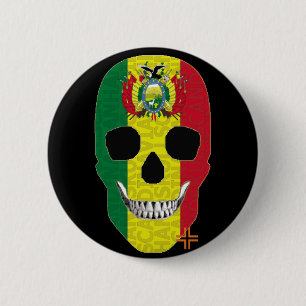 HANDSKULL Bolivien Runder Abzeichen schwarz B2 Button