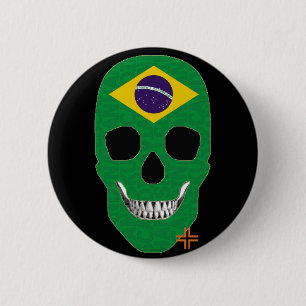 HANDSKULL Brasilien Runde Abzeichen schwarz B2 Button