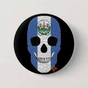 HANDSKULL El Salvador Runder Abzeichen schwarz B2 Button