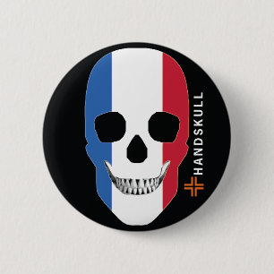 HANDSKULL Frankreich, glücklicher Schädel, Flagge  Button