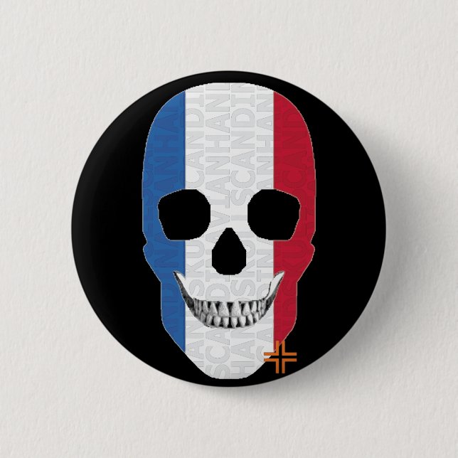 HANDSKULL Frankreich Runder Abzeichen schwarz B2 Button (Vorderseite)