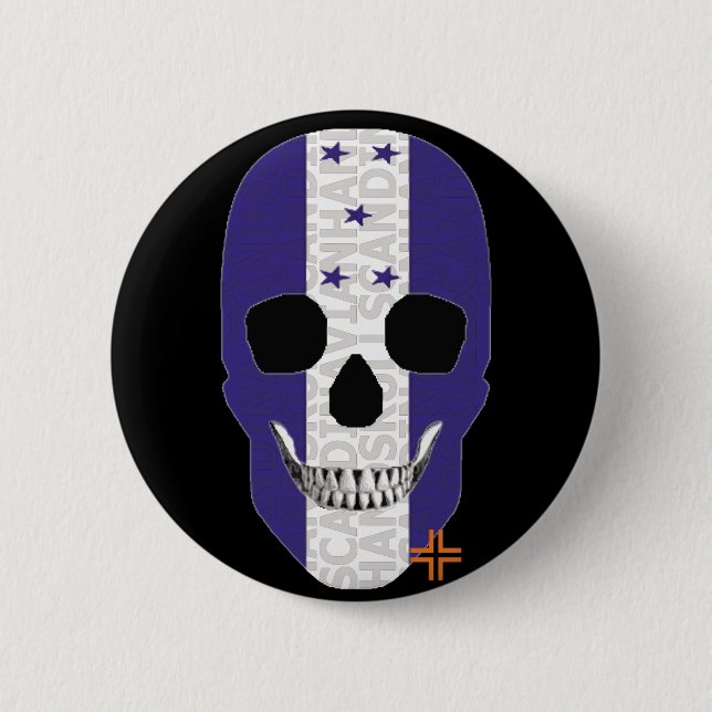 HANDSKULL Honduras Runder Abzeichen schwarz B2 Button (Vorderseite)