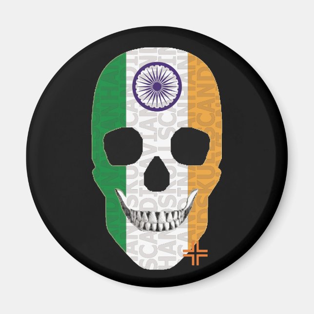 HANDSKULL Indien Rundmagnet B2 Magnet (Vorne)