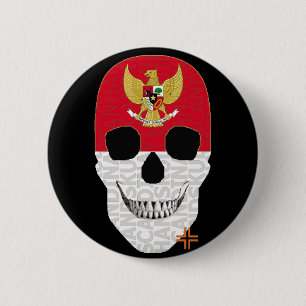 HANDSKULL Indonesien Runder Abzeichen schwarz B2 Button