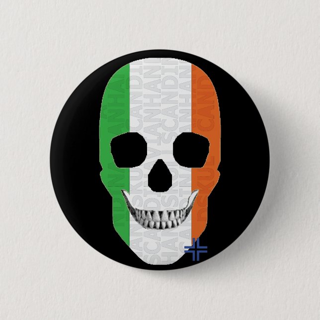 HANDSKULL Irland Runder Abzeichen schwarz B2 Button (Vorderseite)