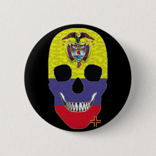 HANDSKULL Kolumbien Runde Abzeichen schwarz B2 Button