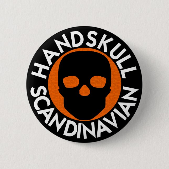 HANDSKULL LIV Orange Round Abzeichen P3 Button (Vorderseite)