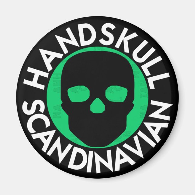 HANDSKULL LIV Smaragdrundenmagnet P3 Magnet (Vorne)