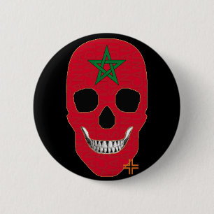 HANDSKULL Marokko Runder Abzeichen schwarz B2 Button