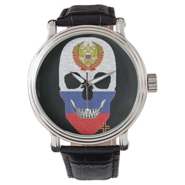 HANDSKULL montre russe mens cuir B2 (devant)