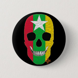 HANDSKULL Myanmar Runde Abzeichen schwarz B2 Button