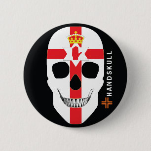 HANDSKULL Nordirland, glücklicher Schädel, Irland Button