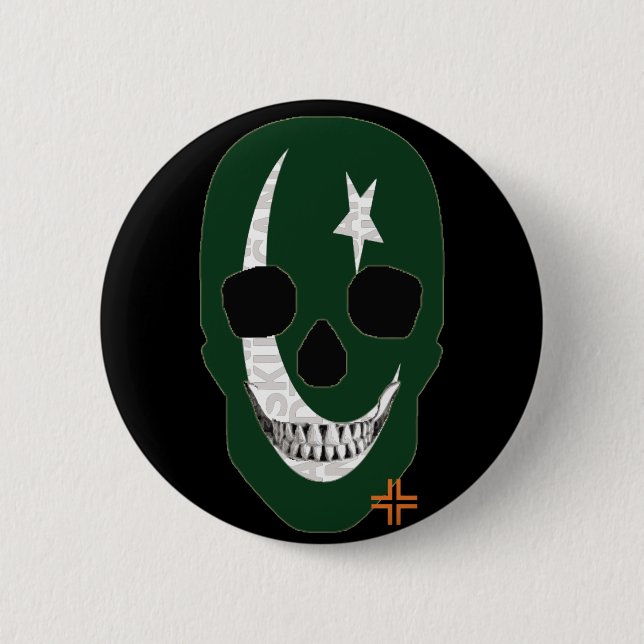 HANDSKULL Pakistan Runde Abzeichen schwarz B2 Button (Vorderseite)