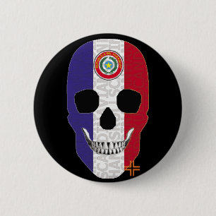 HANDSKULL Paraguay Runder Abzeichen schwarz B2 Button