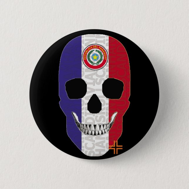 HANDSKULL Paraguay Runder Abzeichen schwarz B2 Button (Vorderseite)