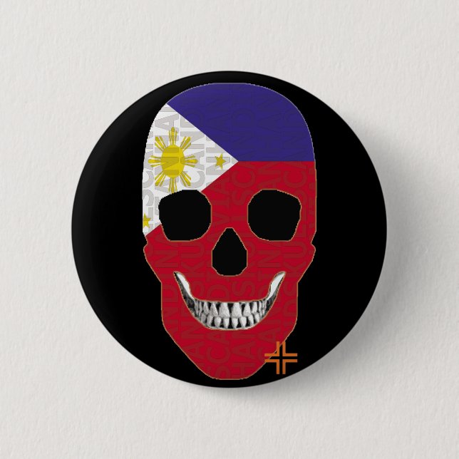 HANDSKULL Philippinen Runder Abzeichen schwarz B2 Button (Vorderseite)
