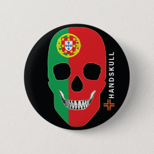 HANDSKULL Portugal, glücklicher Schädel, portugies Button