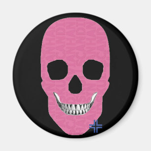 HANDSKULL Rebel Pink runder Magnet B2