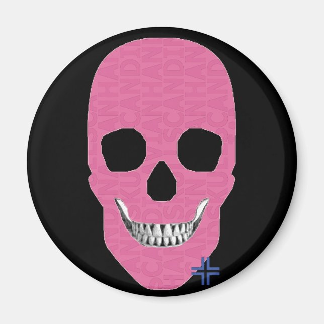 HANDSKULL Rebel Pink runder Magnet B2 (Vorne)