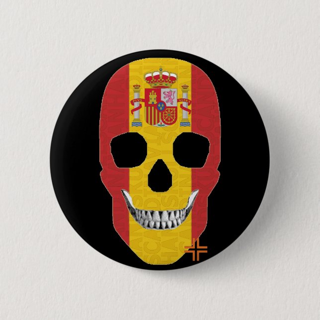 HANDSKULL Spanien Runder Abzeichen schwarz B2 Button (Vorderseite)
