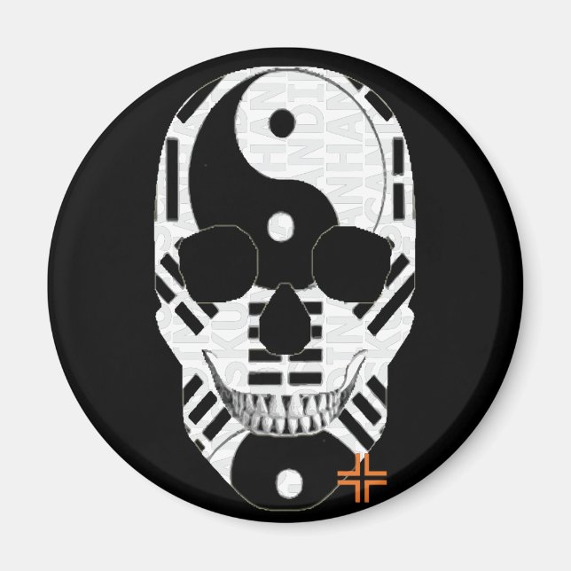 HANDSKULL Yin Yang Rundmagnet B2 Magnet (Vorne)