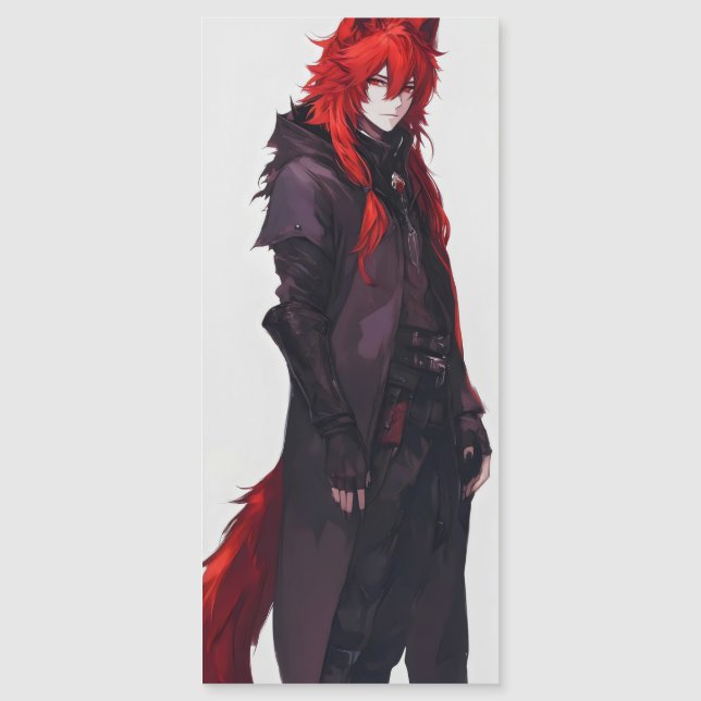 Handsome Anime Red Wolf Magnetkarte (Vorderseite)