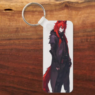 Handsome Anime Red Wolf Schlüsselanhänger