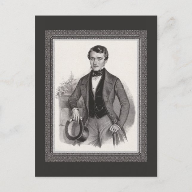 Handsome Biedermeier Gentleman Elegant Vintag Postkarte (Vorderseite)